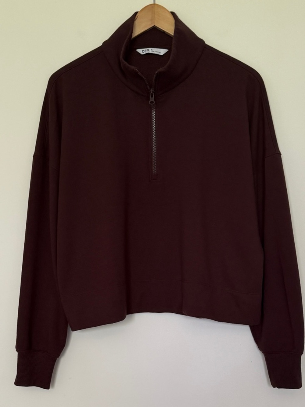 DSG Quarter-Zip Pullover Sweatshirt in Deep Brown - Picture 3 of 5